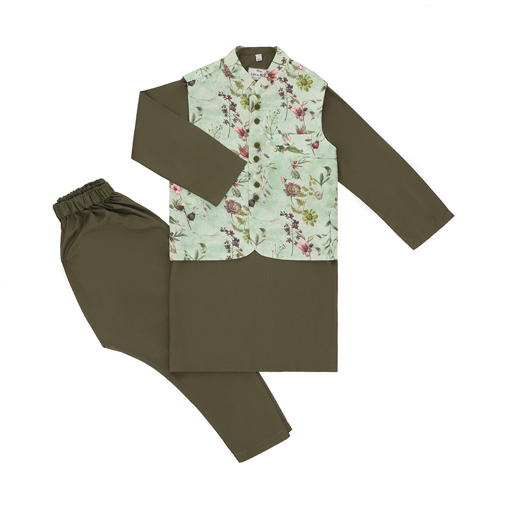 Green Floral Waistcoat - TLM Store